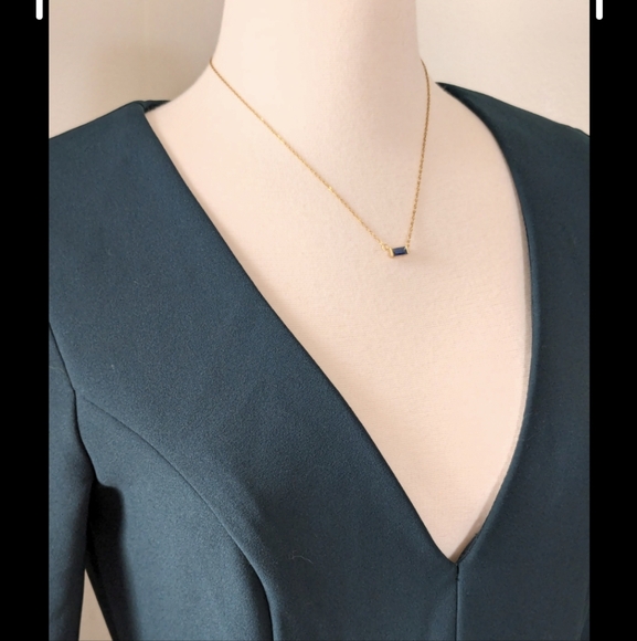 BHLDN Valdis Emerald Green 3/4 Sleeve Midi Formal Dress Deep V NWT - Picture 7 of 11